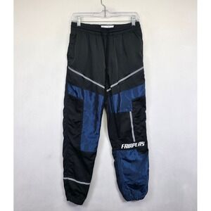 Fairplay Track Pants Joggers‎ Mens S Black Blue Patchwork Athletic Street Urban